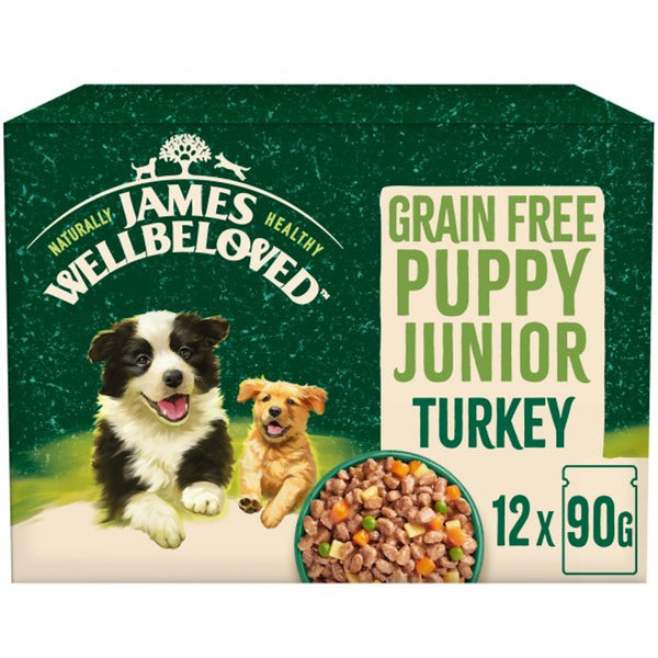 James Wellbeloved GF Puppy Turkey in Gravy Pouch 12x90g