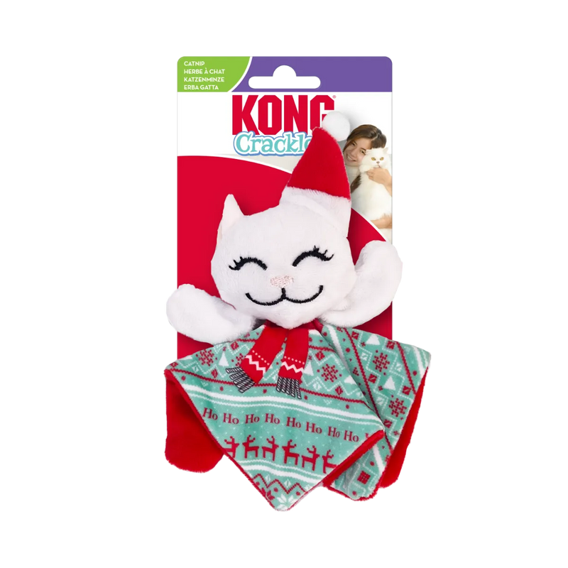 KONG Christmas Crackles Santa Kitty Cat Toy