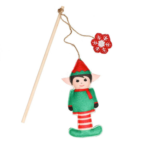 Festive Elf Cat Teaser Toy